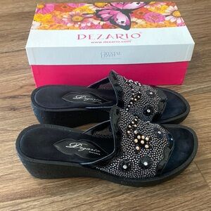 Retro Dezario black rhinestone breathable sandal with Swarovski crystals 10